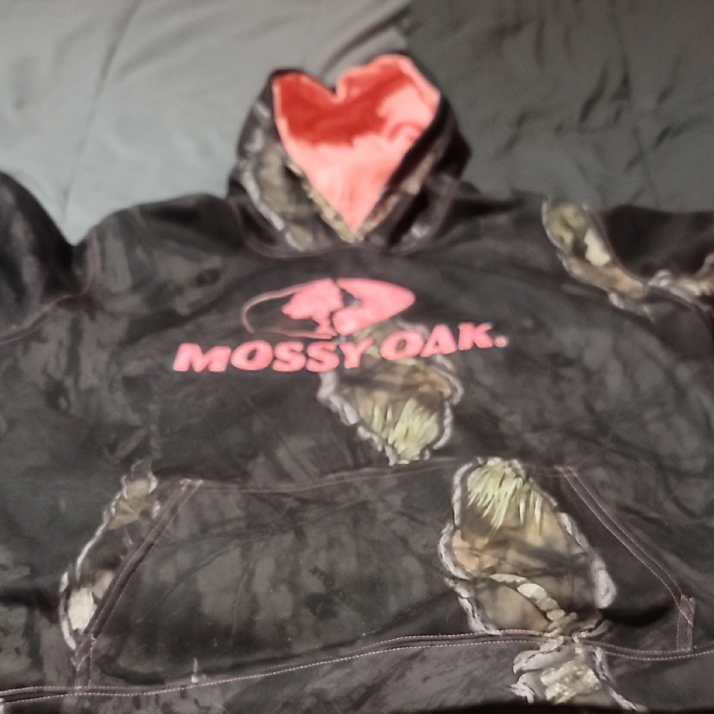 Mossy Oak Camouflage Hoodie with Pink Logo